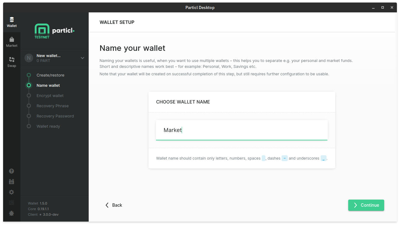 You need to name your second wallet 'Market'